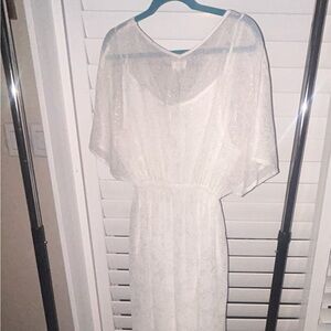 World Market White and Gold Sheer Dress